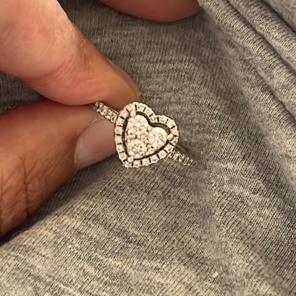 Taking best offers! 1/3 CT. T.W. HeartShaped Diamond Ring in 10K White Gold - Picture 2 of 5